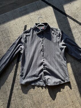 English Laundry Men's Gray Geometric Button-Down Shirt